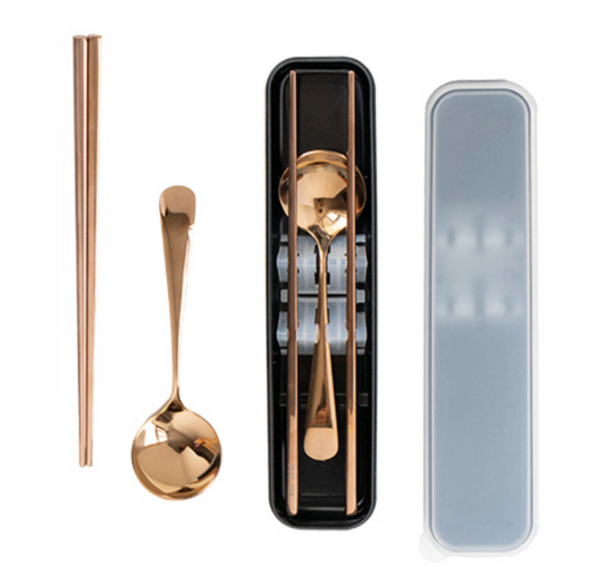 Ensemble baguette et cuillère en acier inoxydable