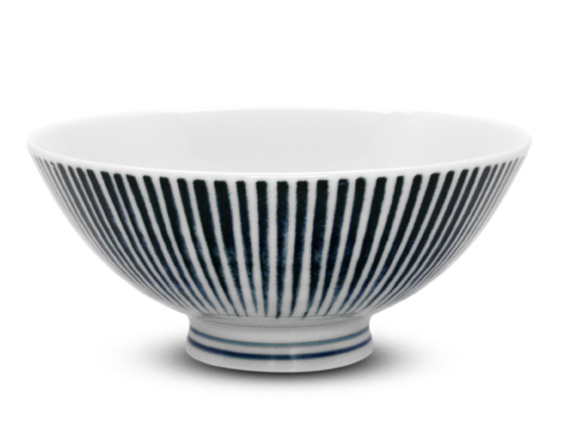 Bol en porcelaine japonaise à rayures bleues