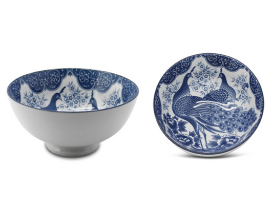 Bol à ramen en porcelaine Paon