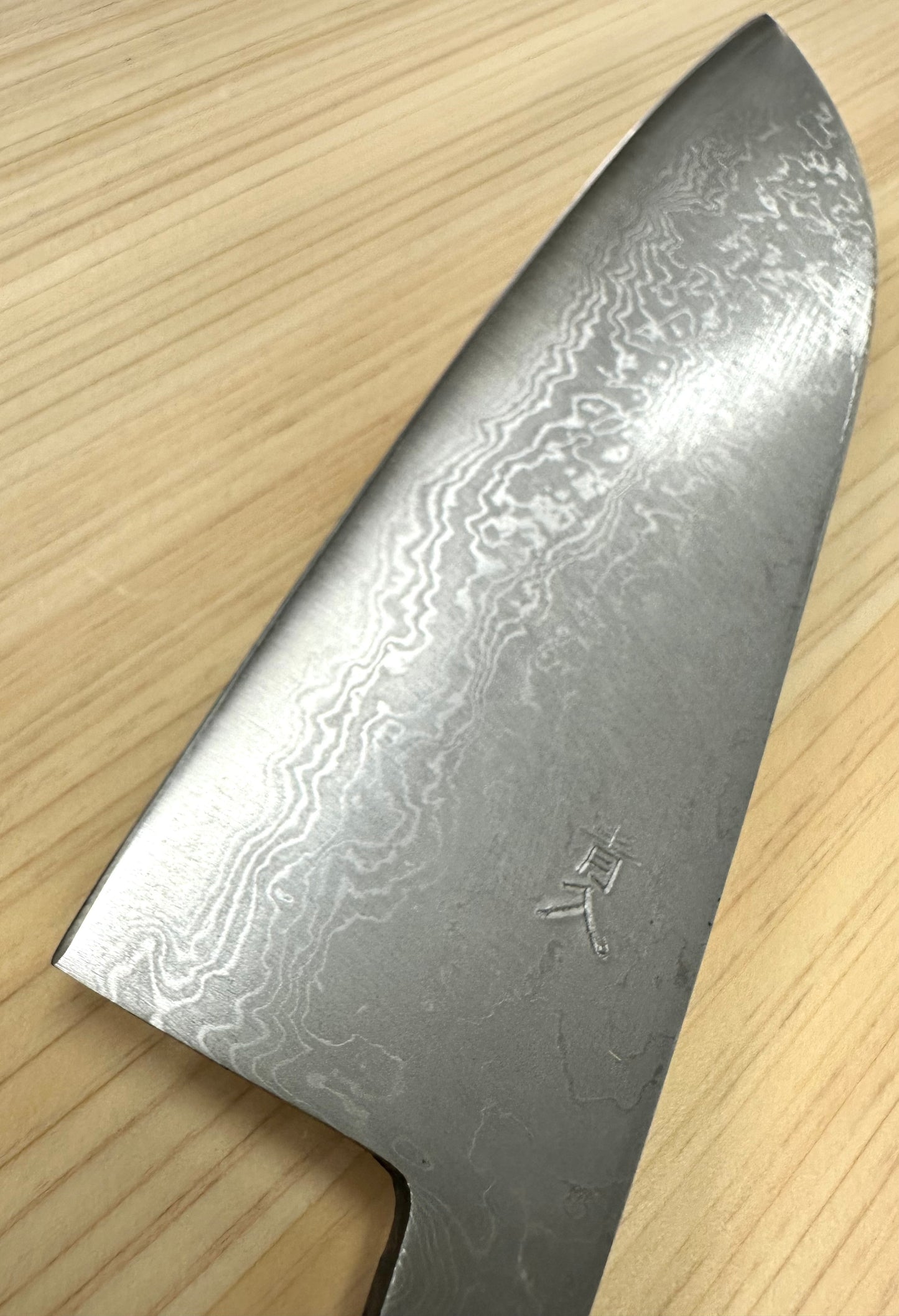 Santoku Aogami #2 Damascus Migaki 180mm