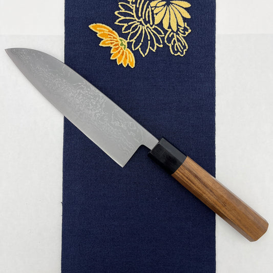 Santoku Aogami #2 Damascus Migaki 165mm