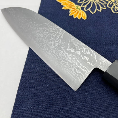 Santoku Aogami #2 Damascus Migaki 165mm
