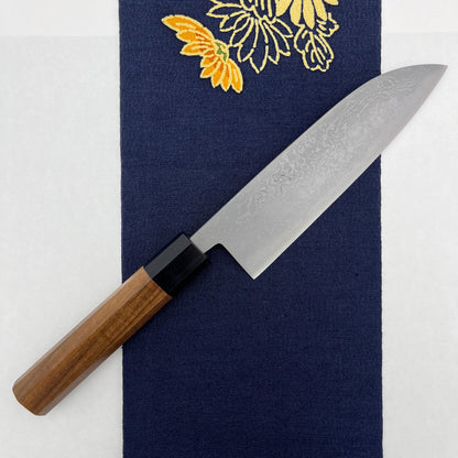 Santoku Aogami #2 Damascus Migaki 165mm