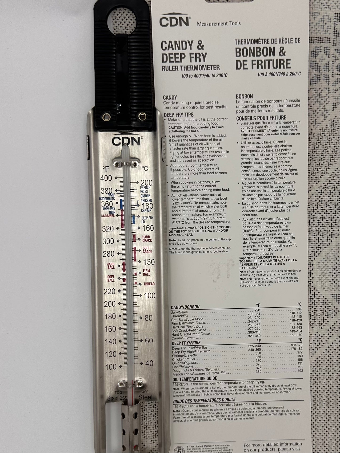 Thermomètre à bonbon et à friture CDN