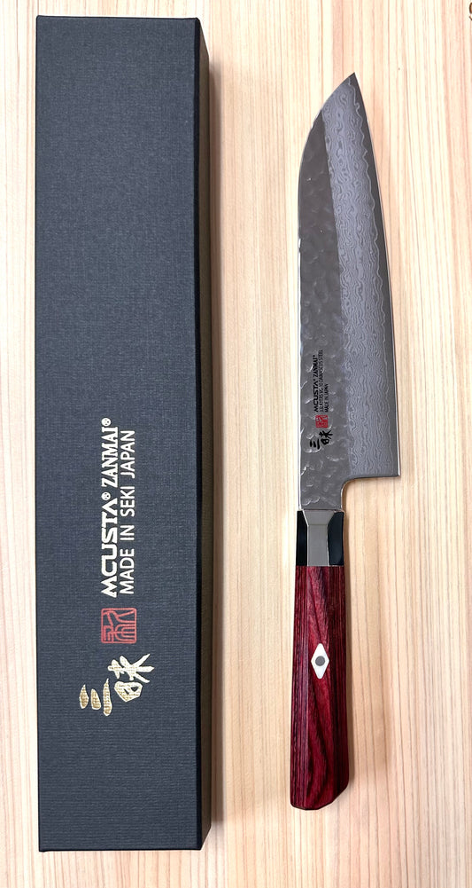 Santoku VG10 Supreme Hammered Mcusta 180mm SKU TZ2-4003dh